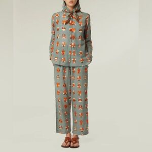 Moismont Thelma Pants TU Floral Viola Cloud NWT Artisan Handloom Cotton France